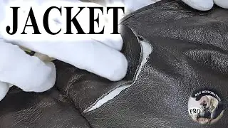 Leather jacket repair. Sleeve tear ASMR