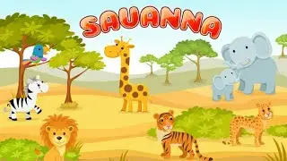Learn savanna animals with pictures -Vocabulary flashcards for kindergarten!