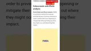 FMEA (Failure mode and effects analysis) #youtube #knowledge #youtubeshorts #learning #quality #fmea
