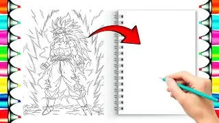 Быстрое рисование: **Гоку в форме Супер Сайяна 3** за МИНУТЫ! 😱 (Dragon Ball Z)