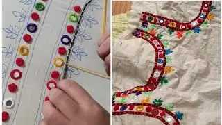 Creative Neckline Embroidery Design with Colorful Threads ✨