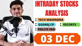 Intraday stocks for tomorrow, Tech mahindra share, Pidlite Ind share, Godrej cp share Escorts share