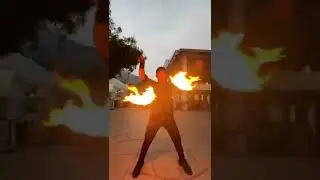 Fire Poi Flow Trick #fire #firepoi #firedance #shorts @SuzieWongSingapore