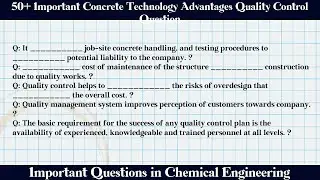 MCQ Questions Concrete Technology Advantages Quality Control with Answers