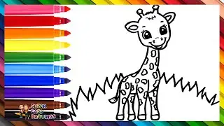 Draw and Color a Cute Giraffe 🦒🌈 Drawings for Kids