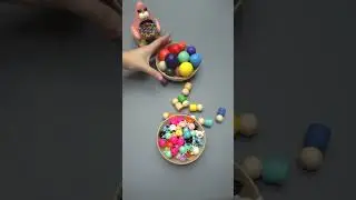 Wooden Bowls with Beads and Balls🌳🥣 ASMR Therapy #beads #satisfying