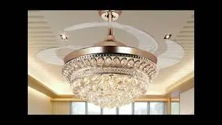 Indoor chandelier|Bluetooth crystal ceiling fan light Retractable fan blade|Installation tutorial