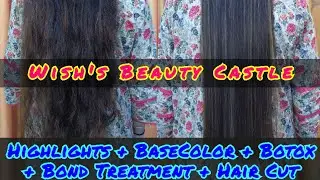 #wishsbeautycastle #Highlights #basecolor #botox #keratin #hair #haircut #bondtreatment #streaking