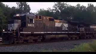 GE Dash 9 Top Hat  Leads NS Freight Train