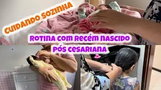 Rotina com RN duas crianças cuidando sozinha pós cesariana