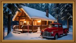 Cozy Christmas Cabin Ambience Live 🎄❄️ | Frame tv art | Red Truck & Peaceful Lights | Luxury Art TV
