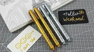 MaCeyEx METALLIC PERMANENT MARKER PENS DIY Gold Silver Painting Craftwork Pen