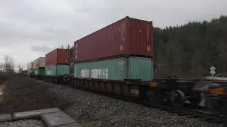 SP Trains #1343 CN Train X105 at Mile 84 CN Yale Sub  2020-01-24