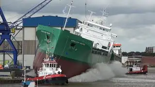 4K | Spectacular Ship Launch ARKLOW WAVE | Aerial Shots | Ferus Smit Leer