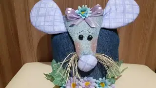 Ratinha peso de porta usando calça jeans velha! Com moldes na descrição do vídeo!