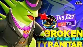TYRANITAR DEALS HALF DAMAGE OF TEAM WITH THIS BROKEN EMBLEM BUILD OF ANCIENT POWER | POKEMON UNITE