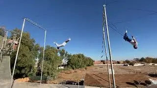 Circus Artists Succeed After Multiple Attempts While Practicing Trapeze Trick - 1388187