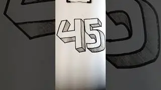 how to draw number 45 in 3d step by step||#shorts #shortvideo #short #shortsfeed #drawing #art #3d