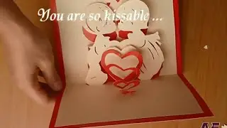 First Kiss - Valentine Love Pop up Card Tutorial & Free Template