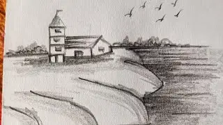 How To Draw A Beautiful Sea Side View #seasideview#drawing @easy drawing path