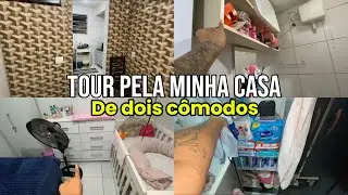 TOUR PELA MINHA CASA DE DOIS CÔMODOS (nosso quarto não tem janela)#tour 