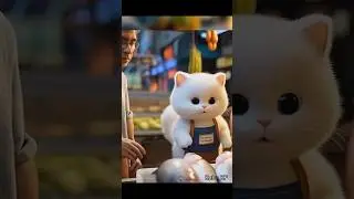 cute white cat serving fish buyers 😻🐟 #cat #trending #cute #catfunny #catmarket #shorts #catlovers