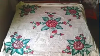 Painting chadar|Dusuti chadar design ||cross stitch| chadar ka design|cross stitch|dosati chadar