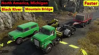 Black River - Mountain Bridge - SnowRunner Play Through Part 12 (X2 Speed)