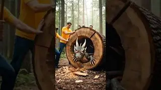 rescue dragon 🐉 from giant log #animals #funny #shorts