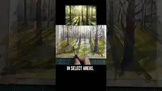 Как нарисовать акварелью свет, пробивающийся сквозь деревья #акварель #шорты