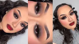 Brown Smokey Eye with Red Lip | Glam Tutorial🌹