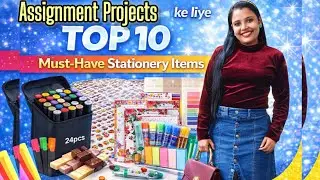 Assignment project ke liye TOP 10 stationery items 📚✨ #meesho #stationeryhaul #project 