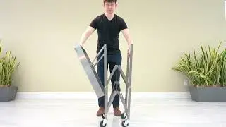 Origami Stainless Steel Cart  - Heavy Duty Cart With Wheels - Preassembled & No Tools Needed
