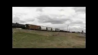 Split Canpotex Hopper in consist. CN 403 @ Androssen 02MAY12 SD60F 5506 Leading