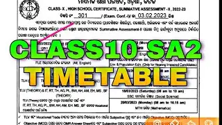 SA2 Exam TIMETABLE class10 BSEODISHA
