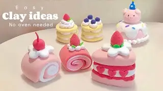DIY | How to Make Realistic Miniature Cakes with Clay at Home | No Bake Clay Craft