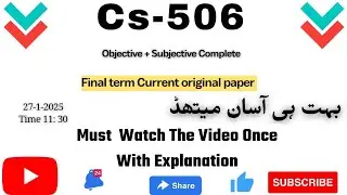 Cs506 Final term current original paper 27-1-2025 💯 percent verified Answers