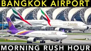 SUPER BUSY Plane spotting at BANGKOK SUVARNABHUMI AIRPORT | Landing & takeoff | Morning RUSH HOUR