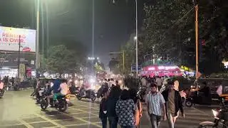 Free 4k stock video of pune night market with bustling streets.