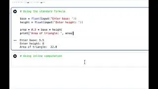 Write a program in Python to calculate the area of Right Triangle.