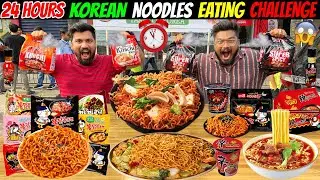 24 HOURS KOREAN NOODLES EATING CHALLENGE | Eating Only UNTRIED Ramen for 24 Hours (Ep-585)