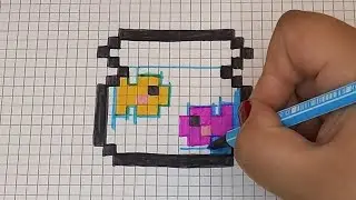 DIY Handmade Drawing Pixel Art | How to draw a cute Fish Tank | Easy Animal Draw with Me