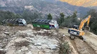 JCB Excavator & Trucks | Mountain Road Construction | Rural Development | Expert Skills Showcase