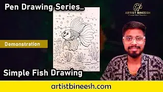 Simple Cartoon Fish Pen Drawing | Artist Bineesh | Online art class for kids