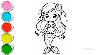 Cute Mermaid Drawing for kids, Painting & Coloring for kids, Toddlers | Let's Draw Together