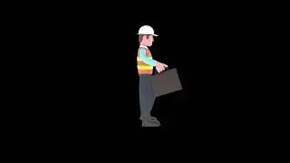 3D Cartoon Male Architect Turntable | Standing with Briefcase