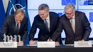 Ahead of NATO summit, European leaders urge solidarity