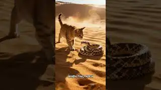 Pertarungan di gurun yang sangat panas #cat #ularbesar #cats #snake #ularkasur #ai #wildlife #kucing