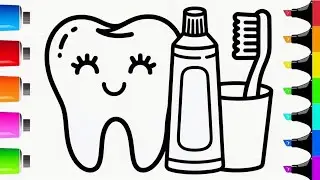 How To Draw 🦷 Tooth , Toothpaste And Toothbrush || Coloring Tutorial 