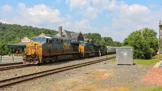CSX M436 entering Palmer MA at CP83 eith CSXT 1875 P&LE HU trailer 3rd 7-21-25